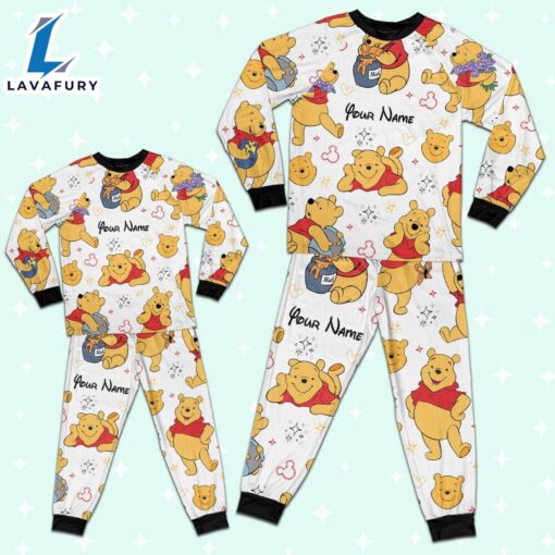 Custom Disney Friends Winnie the Pooh Colorful Pajamas Set – Movie Cartoon Holiday Pajamas