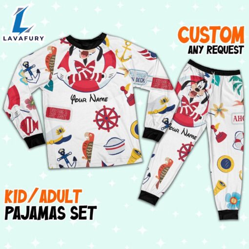 Custom Disney Goofy Cruise Trip Colorful Pajamas Set – Movie Cartoon Holiday Pajamas