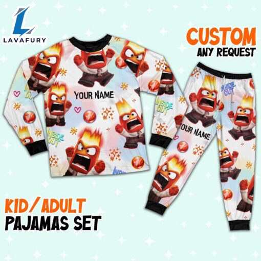 Custom Disney Inside Out Anger Red Color Pajamas Set – Family Disneyland Matching Pajamas Set