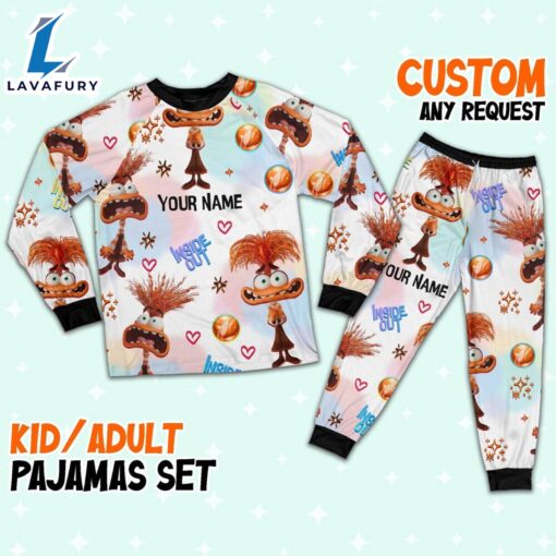 Custom Disney Inside Out Anxiety Orange Color Pajamas Set – Family Disneyland Matching Pajamas Set