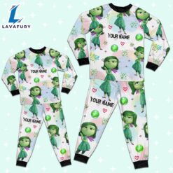 Custom Disney Inside Out Disgust Green Color Pajamas Set - Movie Cartoon Holiday Pajamas