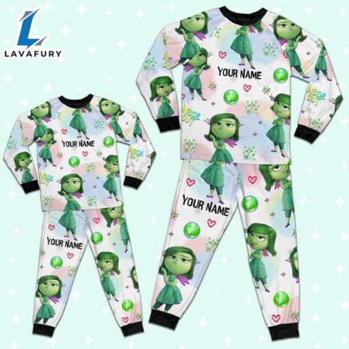 Custom Disney Inside Out Disgust Green Color Pajamas Set – Movie Cartoon Holiday Pajamas