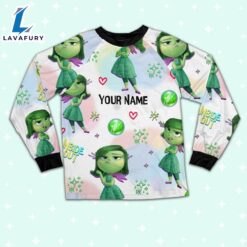 Custom Disney Inside Out Disgust Green Color Pajamas Set - Movie Cartoon Holiday Pajamas