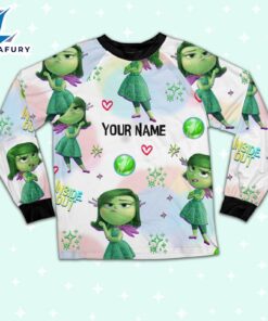 Custom Disney Inside Out Disgust Green Color Pajamas Set - Movie Cartoon Holiday Pajamas