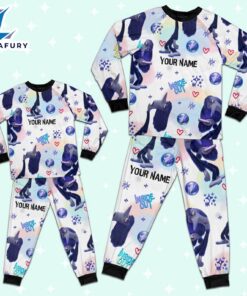 Custom Disney Inside Out Ennui Navy Color Pajamas Set - Movie Cartoon Holiday Pajamas