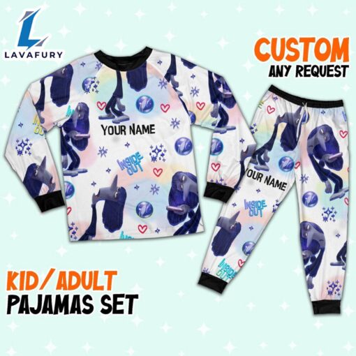 Custom Disney Inside Out Ennui Navy Color Pajamas Set – Movie Cartoon Holiday Pajamas