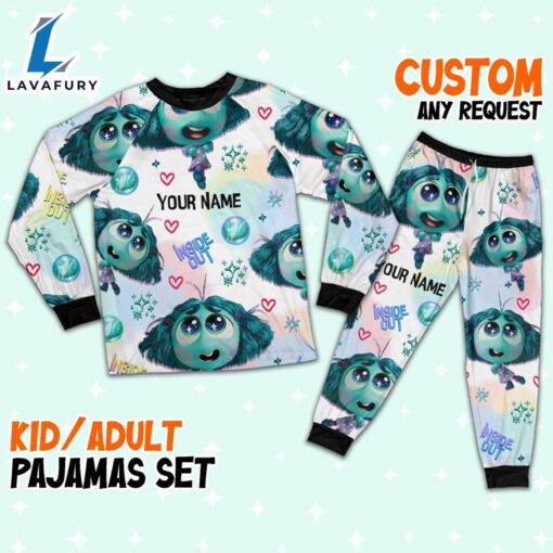 Custom Disney Inside Out Envy Turquoise Color Pajamas Set – Movie Cartoon Holiday Pajamas