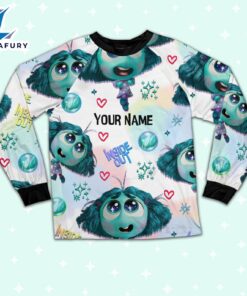 Custom Disney Inside Out Envy Turquoise Color Pajamas Set - Movie Cartoon Holiday Pajamas