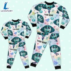 Custom Disney Inside Out Envy Turquoise Color Pajamas Set - Movie Cartoon Holiday Pajamas