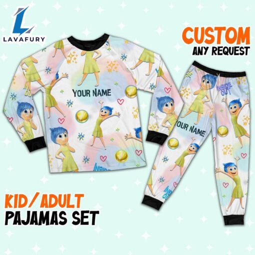 Custom Disney Inside Out Joy Yellow Color Pajamas Set – Family Disneyland Matching Pajamas Set