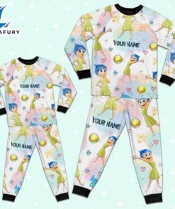 Custom Disney Inside Out Joy Yellow Color Pajamas Set - Family Disneyland Matching Pajamas Set