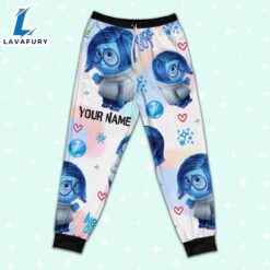 Custom Disney Inside Out Sadness Blue Color Pajamas Set - Movie Cartoon Holiday Pajamas