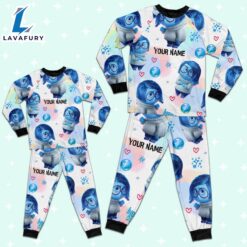 Custom Disney Inside Out Sadness Blue Color Pajamas Set - Movie Cartoon Holiday Pajamas