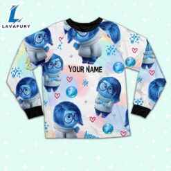 Custom Disney Inside Out Sadness Blue Color Pajamas Set - Movie Cartoon Holiday Pajamas