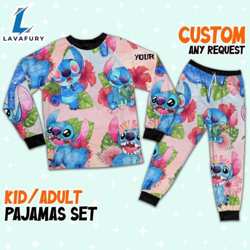 Custom Disney Lilo and Stitch Hot Colorful Pajamas Set – Movie Cartoon Holiday Pajamas