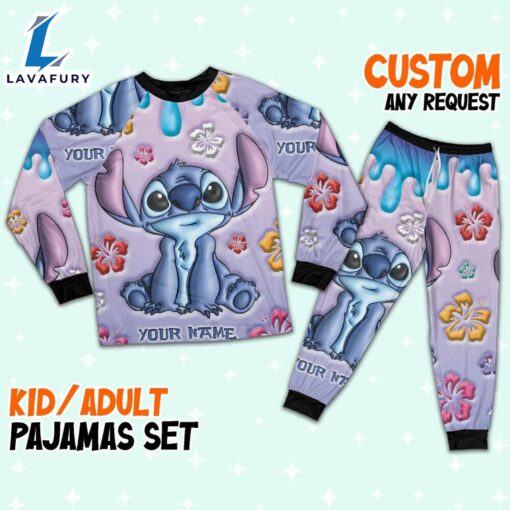 Custom Disney Lilo and Stitch Inflated Colorfull Pajamas – Movie Cartoon Holiday Pajamas