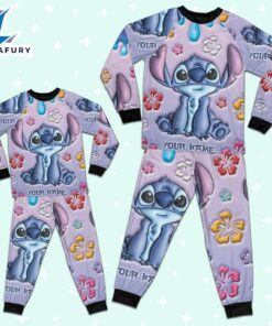 Custom Disney Lilo and Stitch Inflated Colorfull Pajamas - Movie Cartoon Holiday Pajamas