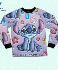 Custom Disney Lilo and Stitch Inflated Colorfull Pajamas - Movie Cartoon Holiday Pajamas