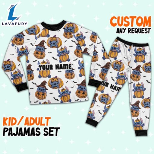 Custom Disney Lilo and Stitch Pumpkin Simple Pajamas – Movie Cartoon Holiday Pajamas