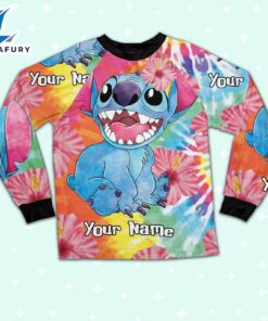 Custom Disney Lilo and Stitch Tie Dye Colorfull Pajamas - Movie Cartoon Holiday Pajamas