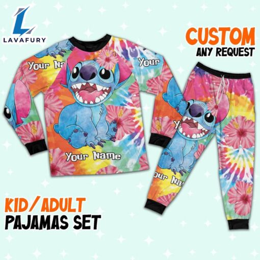 Custom Disney Lilo and Stitch Tie Dye Colorfull Pajamas – Movie Cartoon Holiday Pajamas