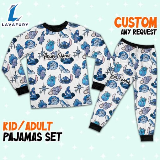 Custom Disney Magic Characters Blue Team Pajamas – Movie Cartoon Holiday Pajamas