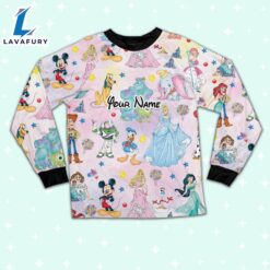 Custom Disney Magic Characters Colorful Team Pajamas - Movie Cartoon Holiday Pajamas