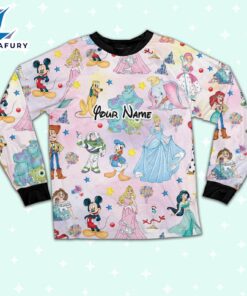 Custom Disney Magic Characters Colorful Team Pajamas - Movie Cartoon Holiday Pajamas