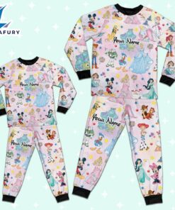 Custom Disney Magic Characters Colorful Team Pajamas - Movie Cartoon Holiday Pajamas