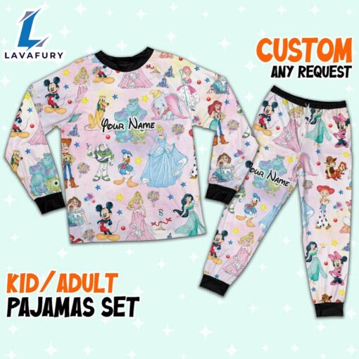 Custom Disney Magic Characters Colorful Team Pajamas – Movie Cartoon Holiday Pajamas