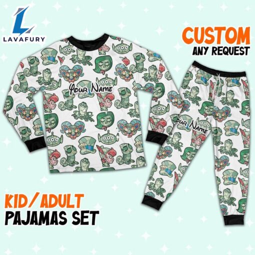 Custom Disney Magic Characters Green Team Pajamas – Movie Cartoon Holiday Pajamas