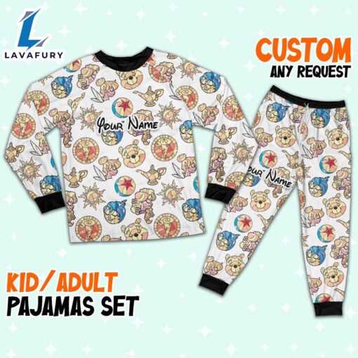 Custom Disney Magic Characters Yellow Team Pajamas – Movie Cartoon Holiday Pajamas