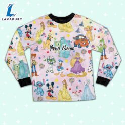 Custom Disney Magical Characters Colorful Team Pajamas Set - Movie Cartoon Holiday Pajamas