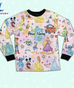 Custom Disney Magical Characters Colorful Team Pajamas Set - Movie Cartoon Holiday Pajamas