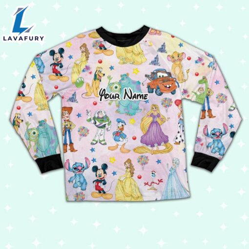 Custom Disney Magical Characters Colorful Team Pajamas Set – Movie Cartoon Holiday Pajamas