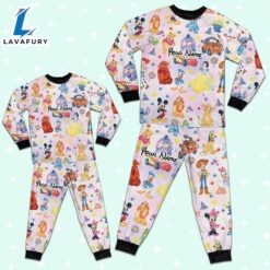 Custom Disney Magical Characters Fun Colorful Team Pajamas Set - Movie Cartoon Holiday Pajamas