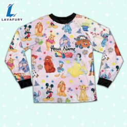 Custom Disney Magical Characters Fun Colorful Team Pajamas Set - Movie Cartoon Holiday Pajamas