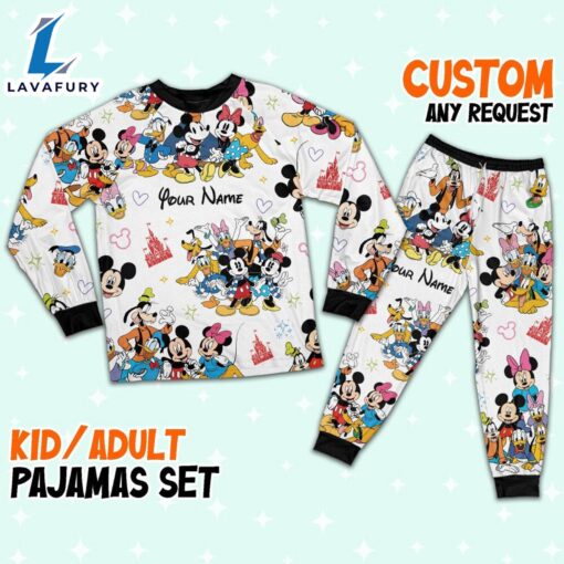 Custom Disney Mickey and Friends Colorful Pajamas Set – Movie Cartoon Holiday Pajamas