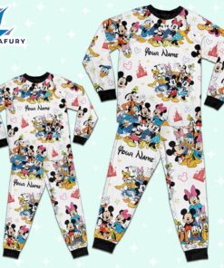 Custom Disney Mickey and Friends Colorful Pajamas Set - Movie Cartoon Holiday Pajamas