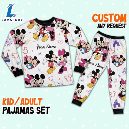 Custom Disney Mickey and Minnie Colorful Pajamas Set – Movie Cartoon Holiday Pajamas