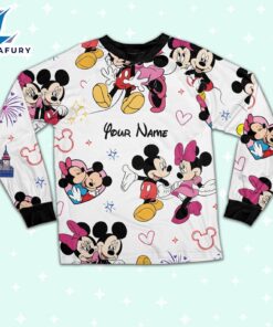 Custom Disney Mickey and Minnie Colorful Pajamas Set - Movie Cartoon Holiday Pajamas