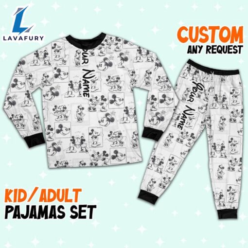 Custom Disney Mickey and Minnie Love Pajamas Set – Movie Cartoon Holiday Pajamas