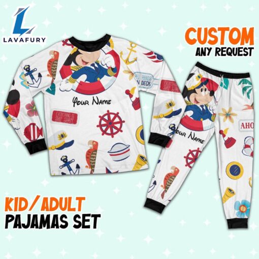 Custom Disney Mickey Cruise Trip Colorful Pajamas Set – Movie Cartoon Holiday Pajamas