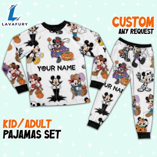 Custom Disney Mickey Halloween Cosplay Simple Pajamas Set – Movie Cartoon Holiday Pajamas