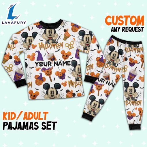 Custom Disney Mickey Halloween Pumpkin Simple Pajamas Set – Movie Cartoon Holiday Pajamas