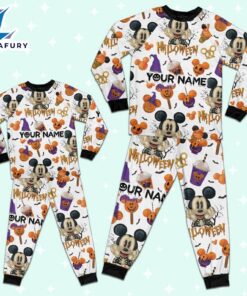 Custom Disney Mickey Halloween Pumpkin Simple Pajamas Set - Movie Cartoon Holiday Pajamas