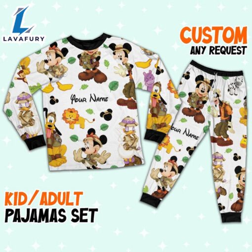 Custom Disney Mickey Safari Colorful Pajamas Set – Movie Cartoon Holiday Pajamas