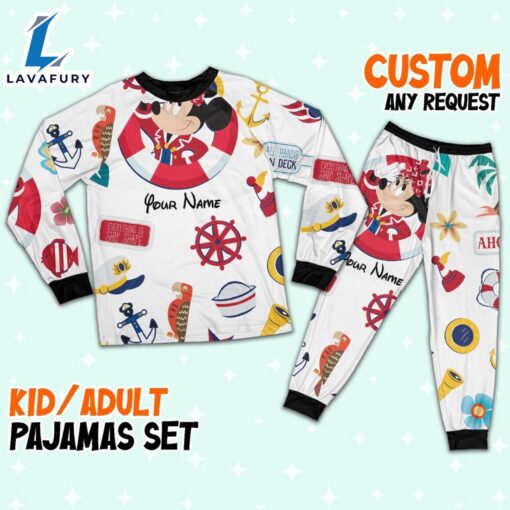 Custom Disney Minnie Cruise Trip Colorful Pajamas Set – Movie Cartoon Holiday Pajamas