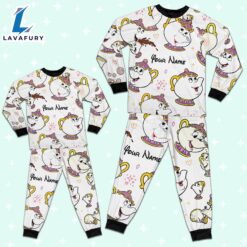 Custom Disney Mother Day Mrs Pott and Chip Colorful Pajamas - Movie Cartoon Holiday Pajamas