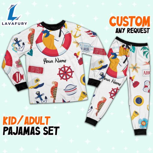 Custom Disney Pluto Cruise Trip Colorful Pajamas – Movie Cartoon Holiday Pajamas